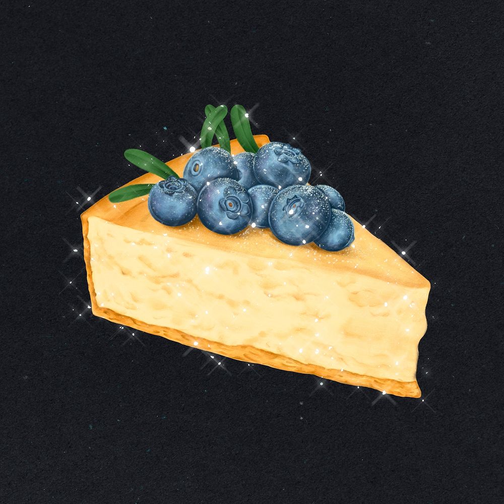 Hand drawn sparkling blueberry cheesecake design element