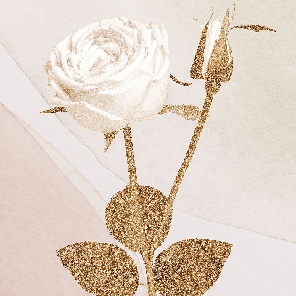 Glittery white rose design resource