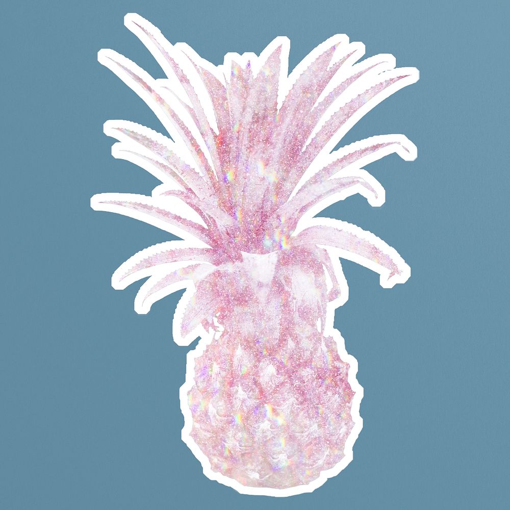Pink holographic pineapple sticker  design resource illustration