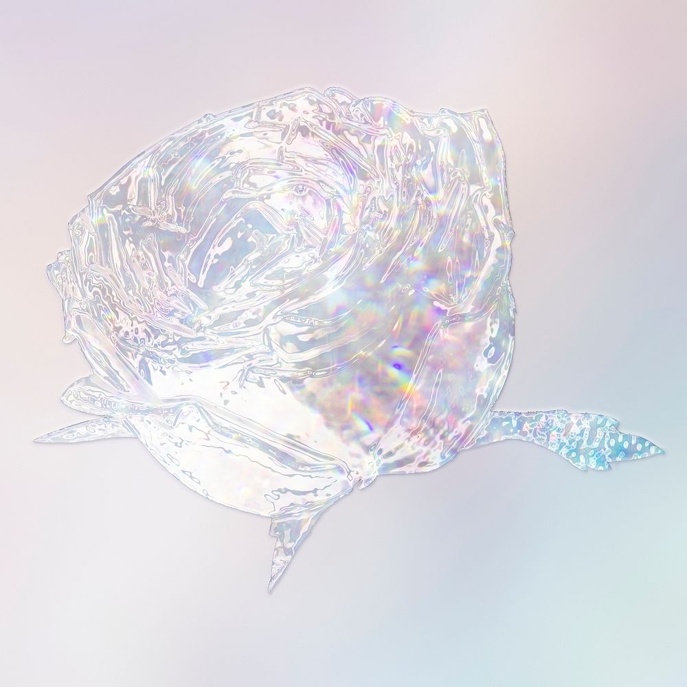 Silver rose illustration holographic style