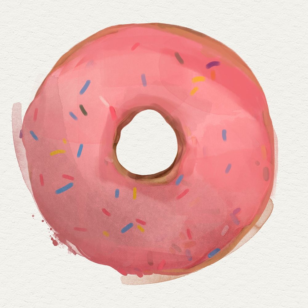 Hand drawn glazed doughnut on white background
