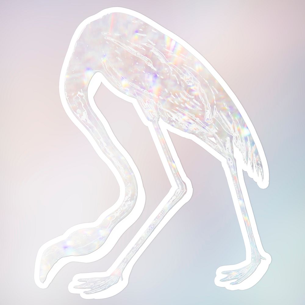 Silver holographic flamingo illustration