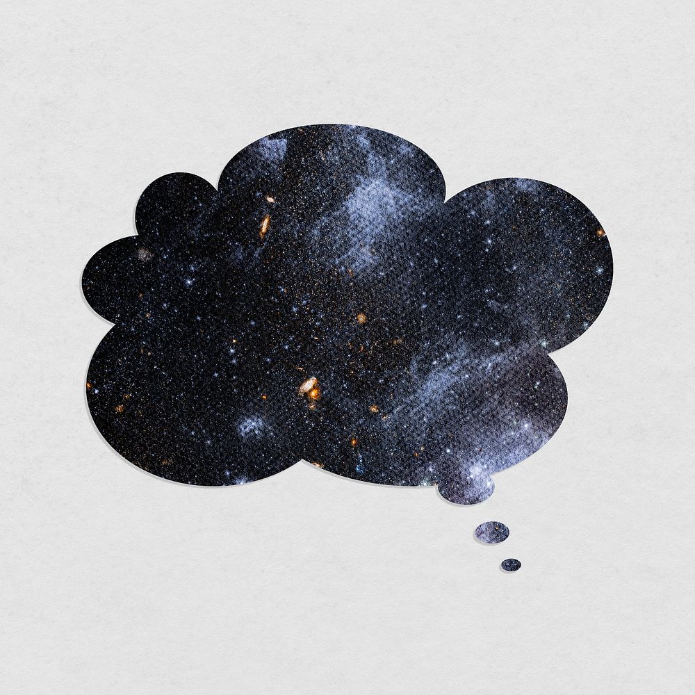 Galaxy textured thought bubble sticker design element