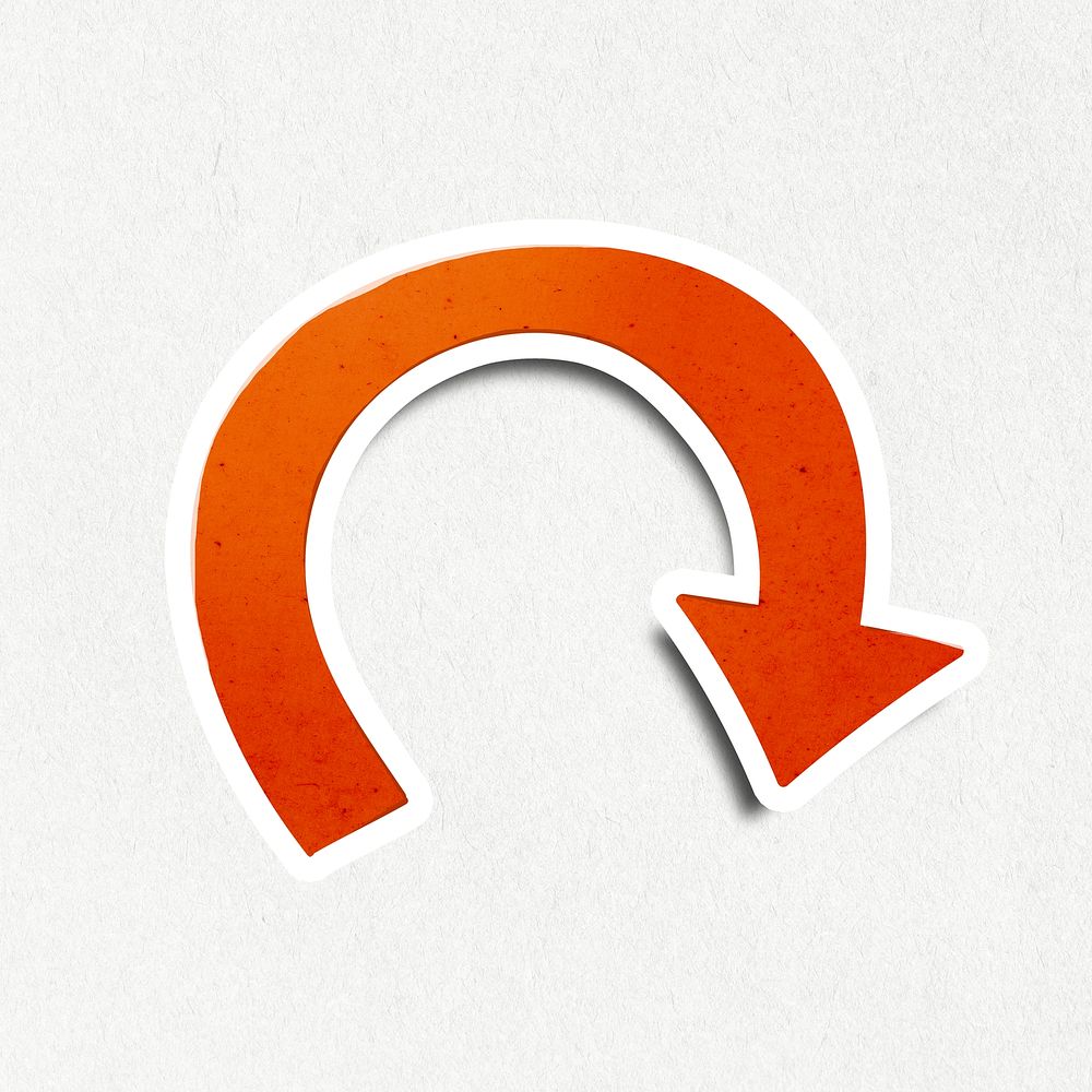 Fire orange reverse arrow sticker with white border icon