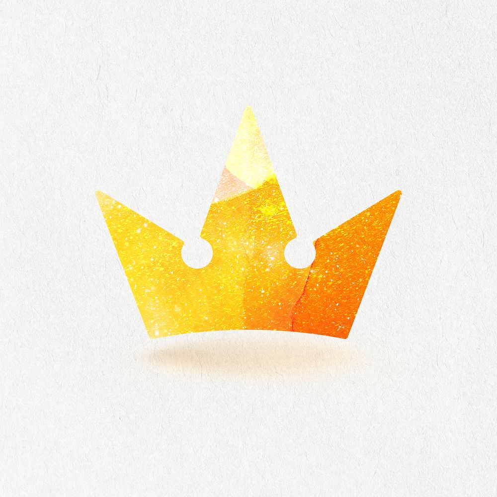 Orange textured paper crown design element
