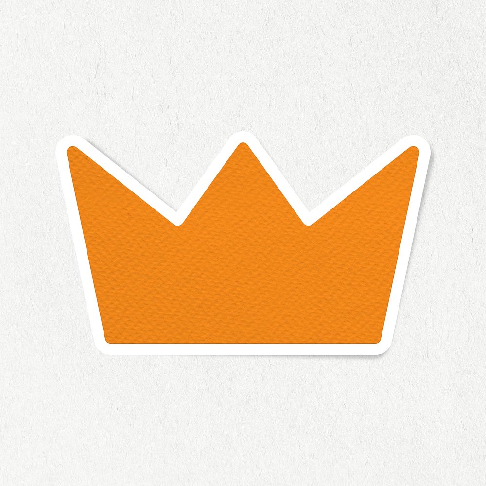 Orange textured paper crown sticker design element