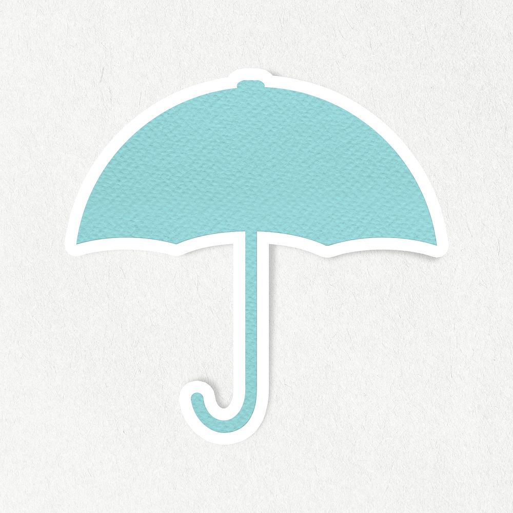 Blue textured paper umbrella sticker design element