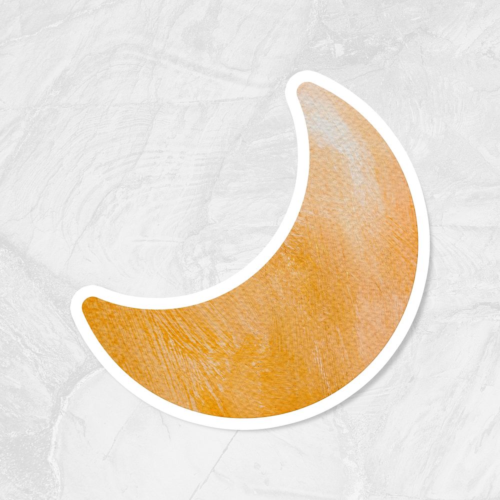 Watercolor textured paper crescent moon sticker design element