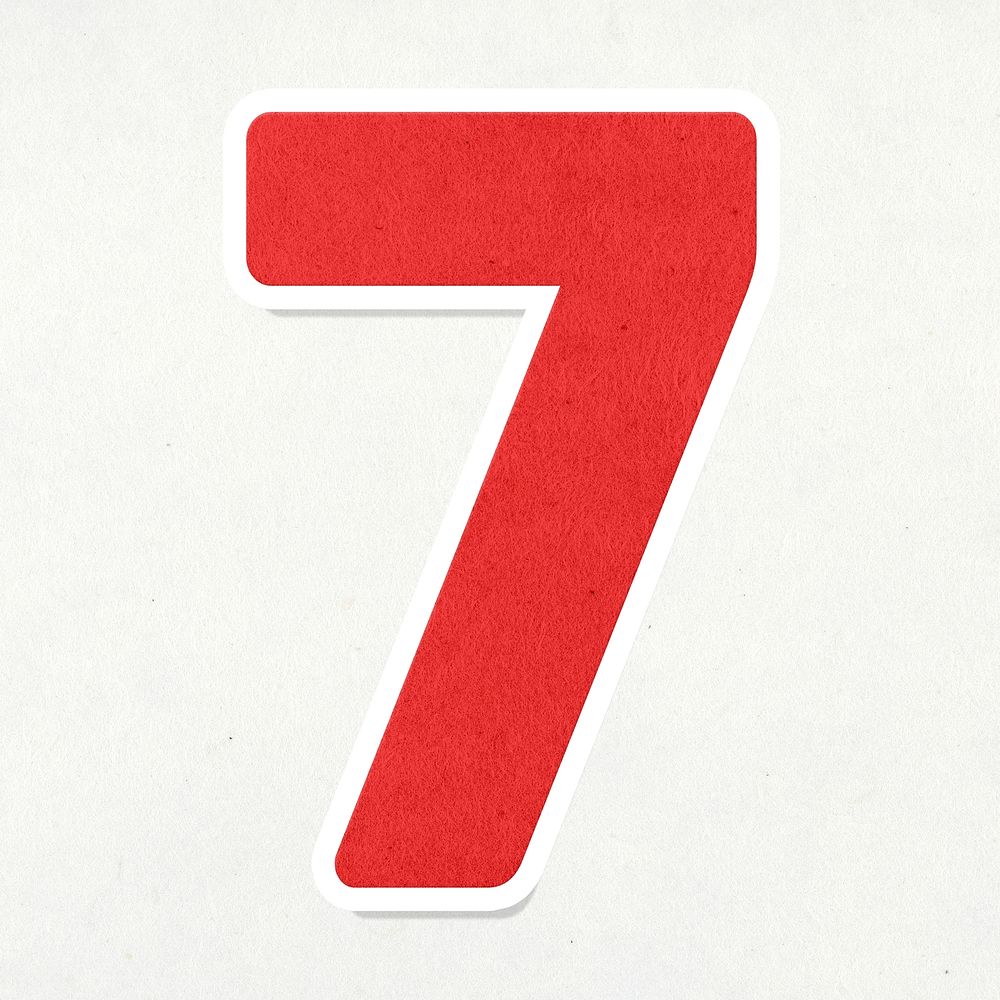 Red number seven sticker design element