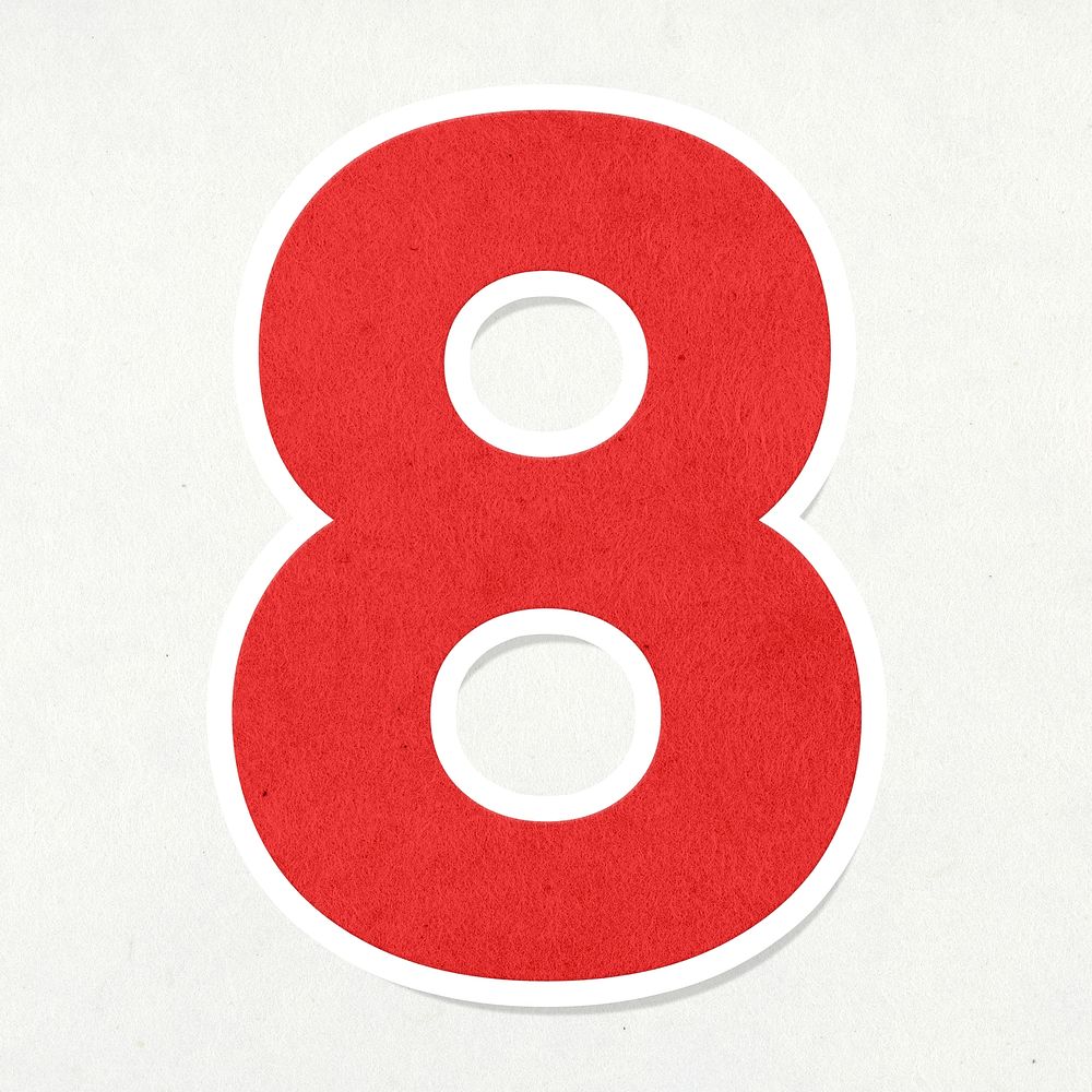 Red number eight sticker design element
