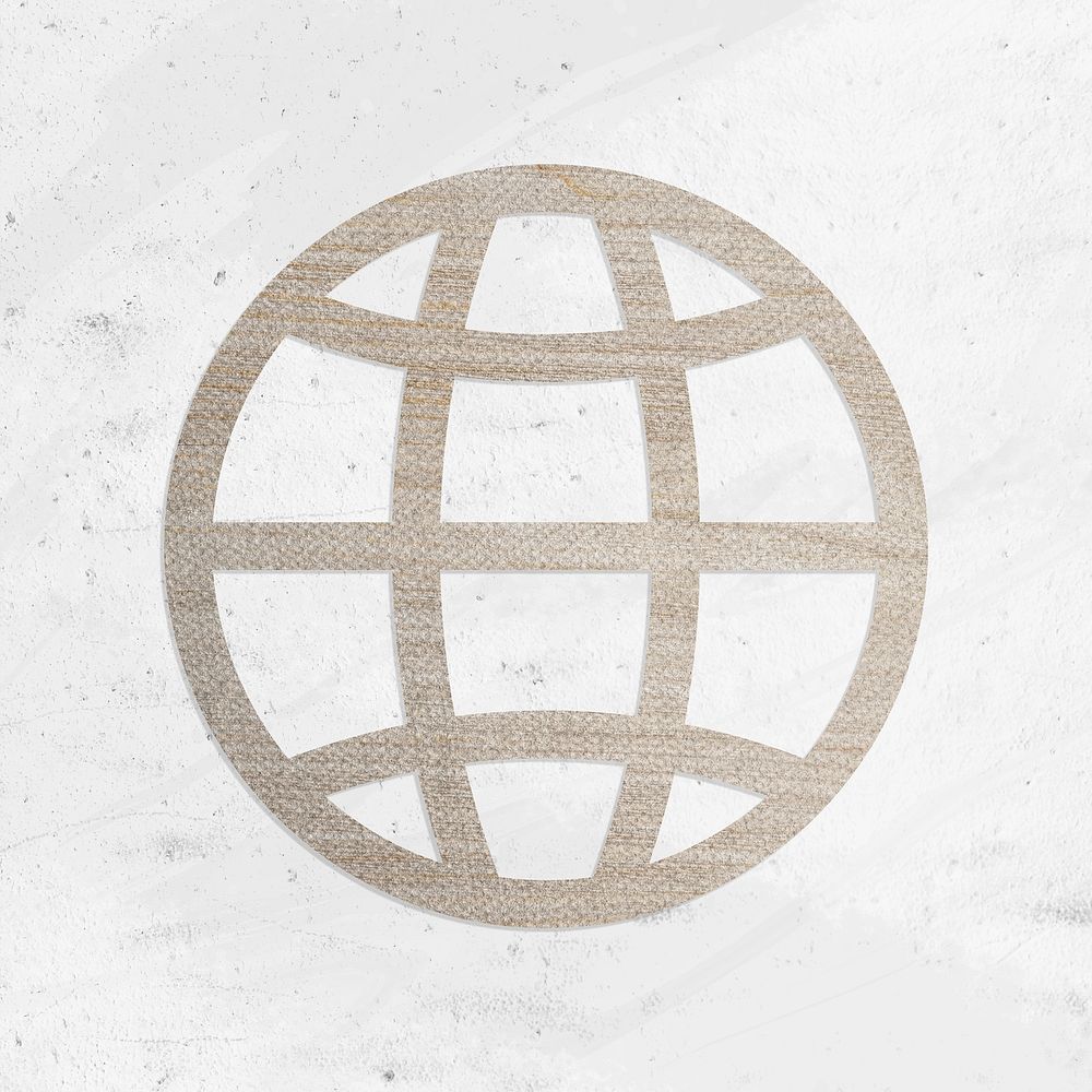 Wood textured global network icon