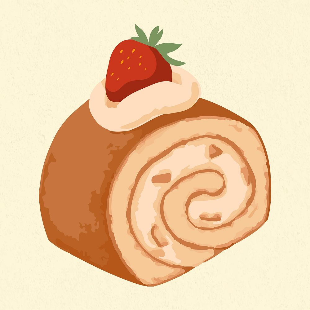 Vectorized hand drawn strawberry shortcake sticker design resource