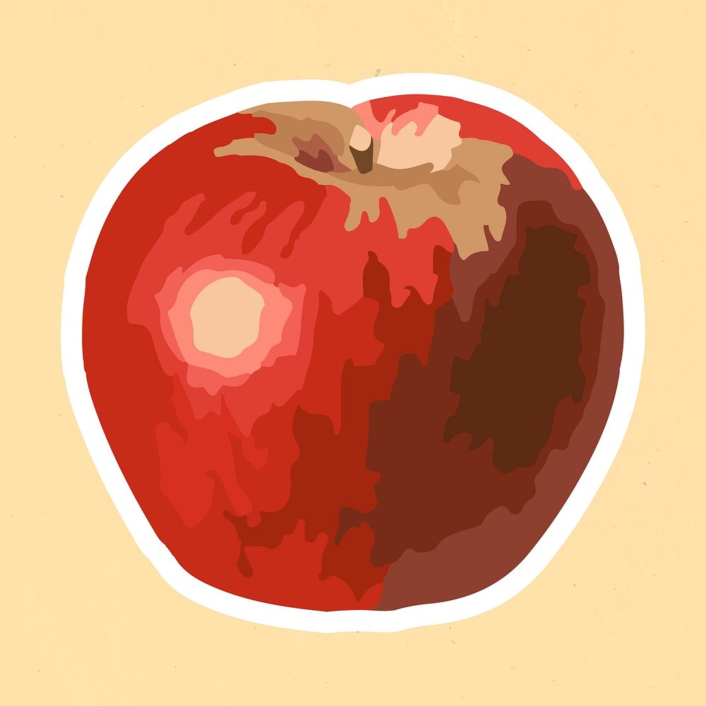 Vectorized red apple fruit sticker with white border design resource