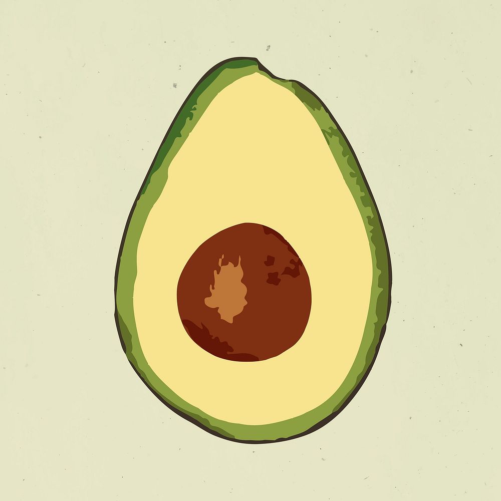 Vectorized avocado sticker overlay design element