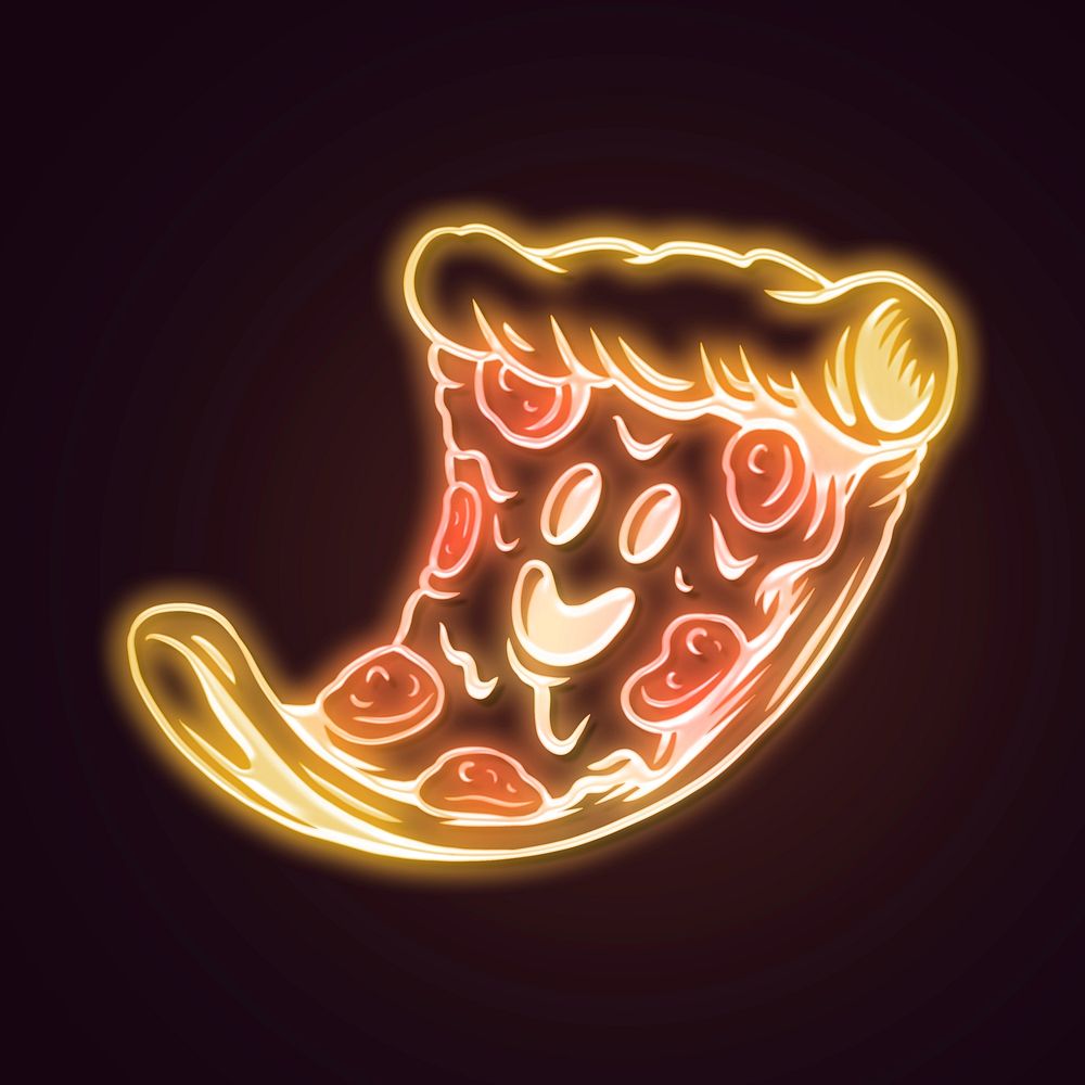 Neon pizza sticker illustration
