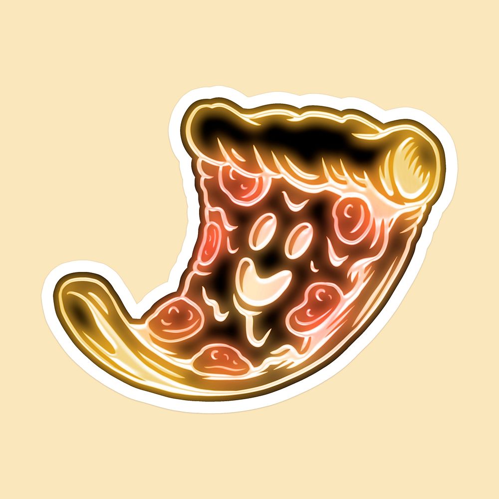 Pizza drawing sticker with white border