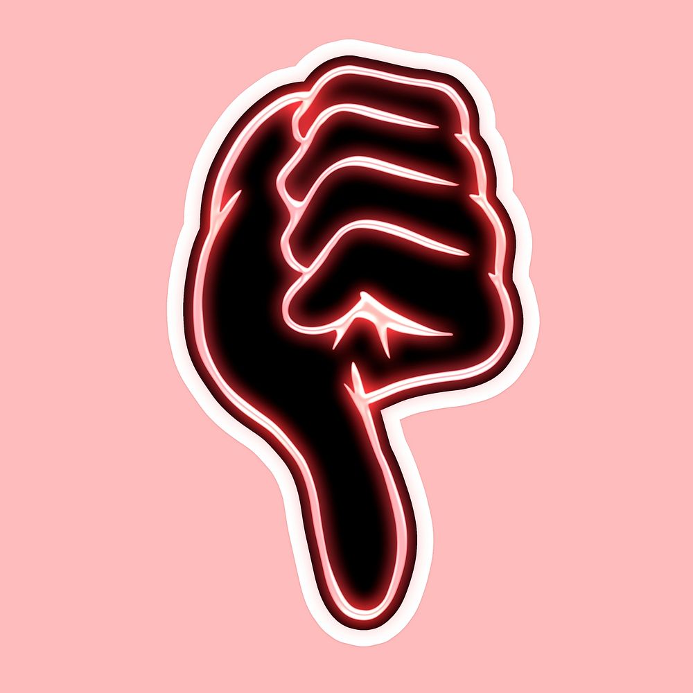 Neon pink hand thump down sticker