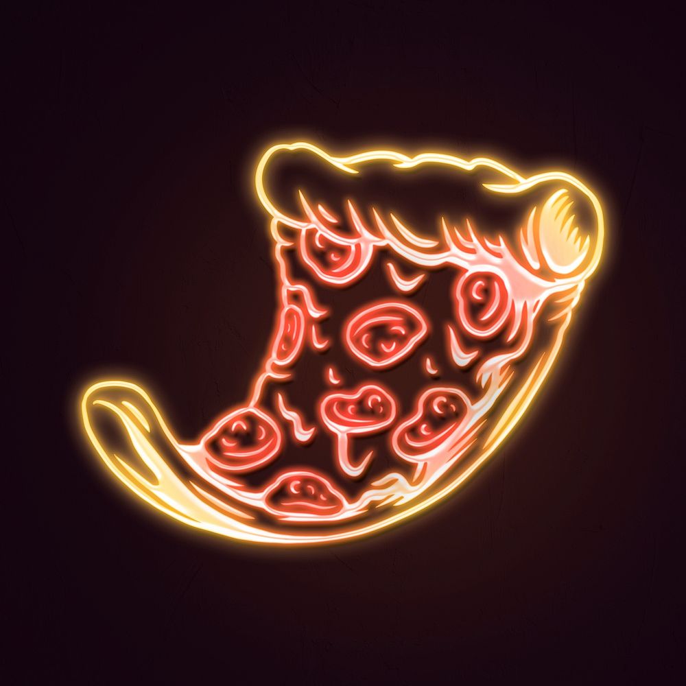 Neon pizza sticker illustration