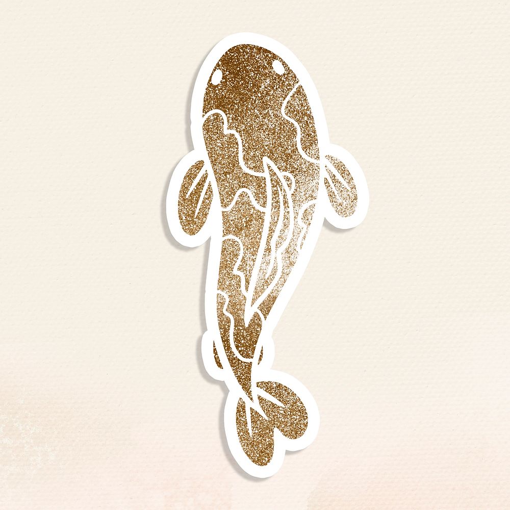Glittery Koi carp fish sticker with white border