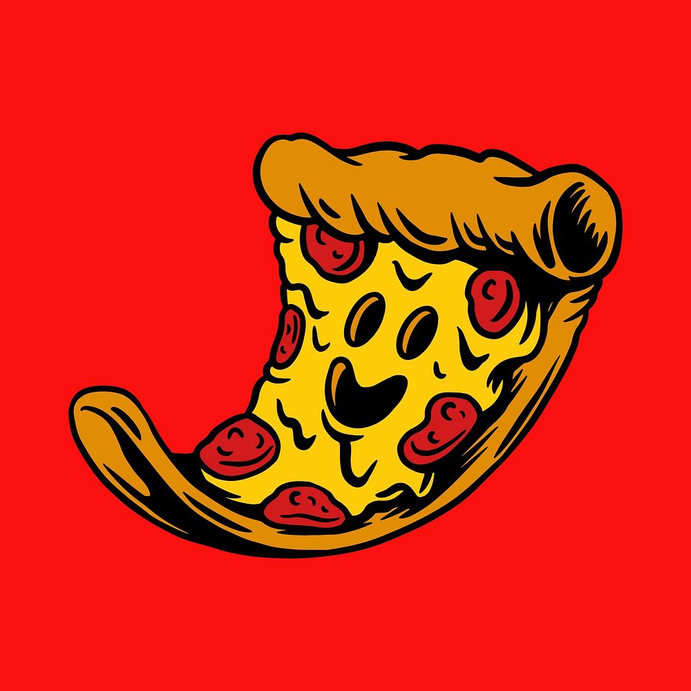 Pizza drawing style sticker vector