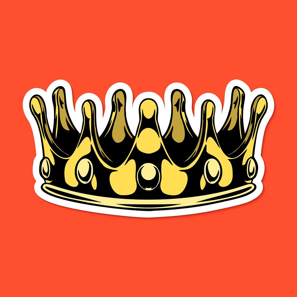 Black and yellow crown sticker with a white border