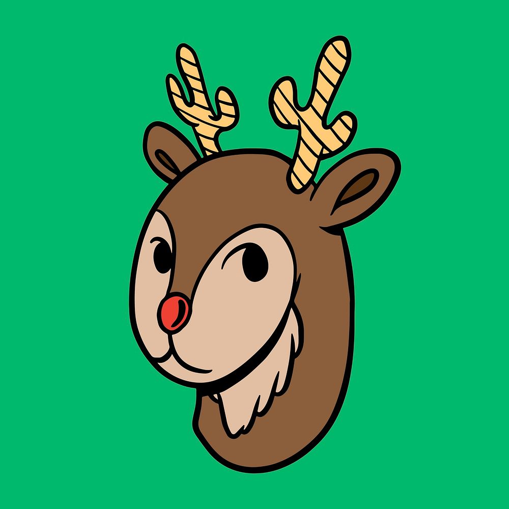 Brown antlers sticker on green background vector