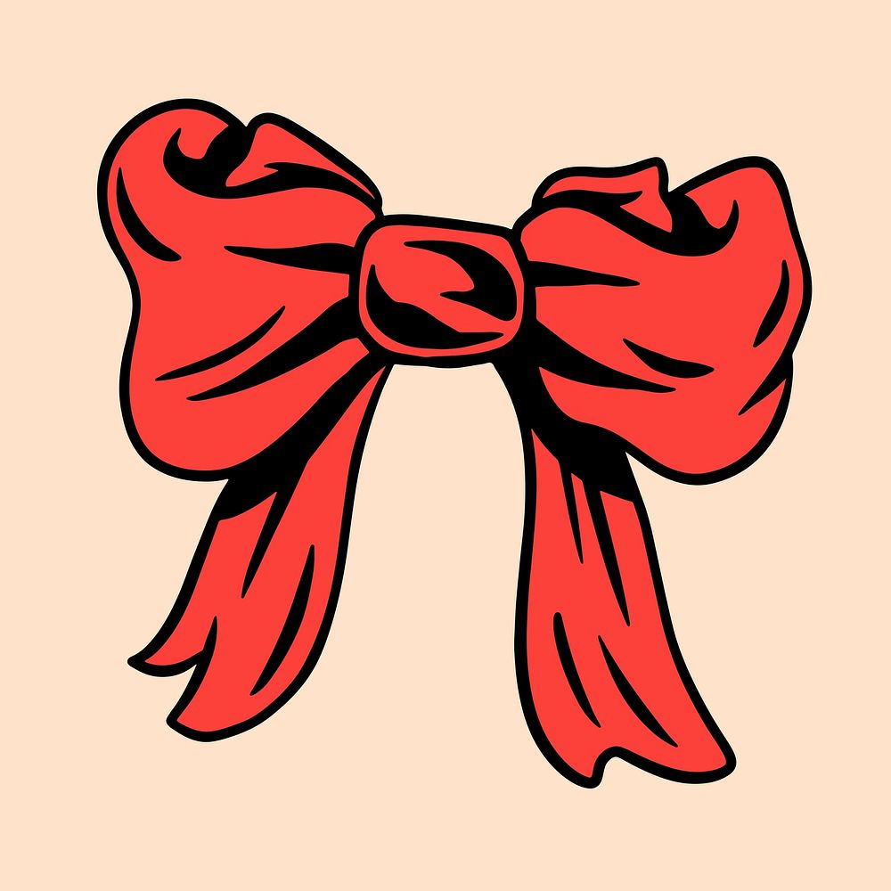 Cute red bow sticker vector