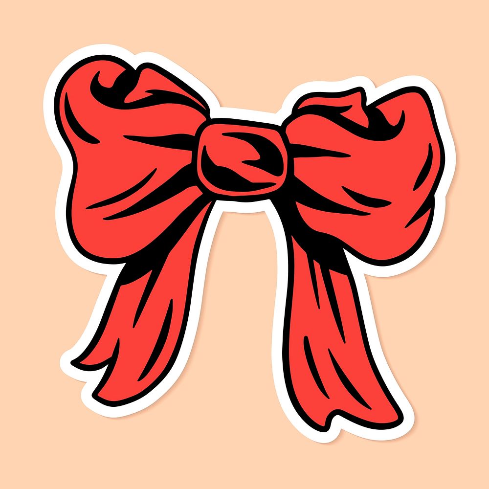 Cute red bow sticker on cream background vector