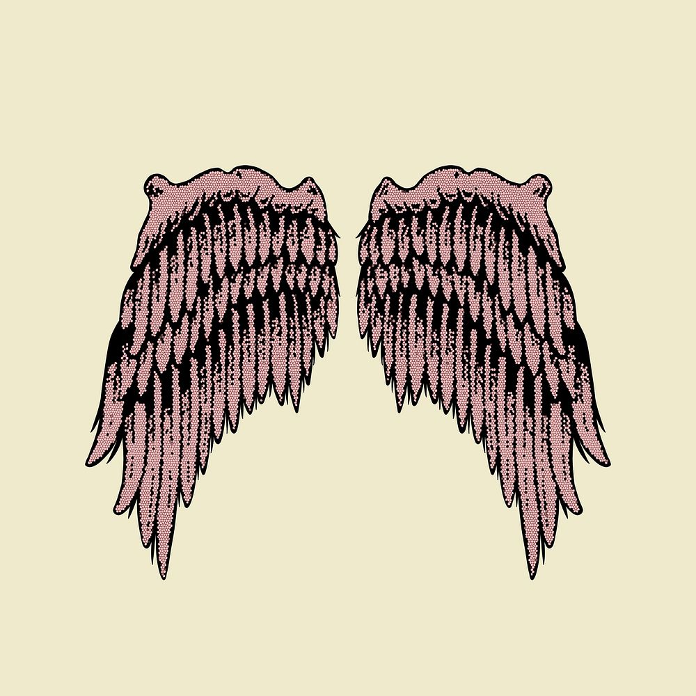 Pink wings sticker overlay design resource 