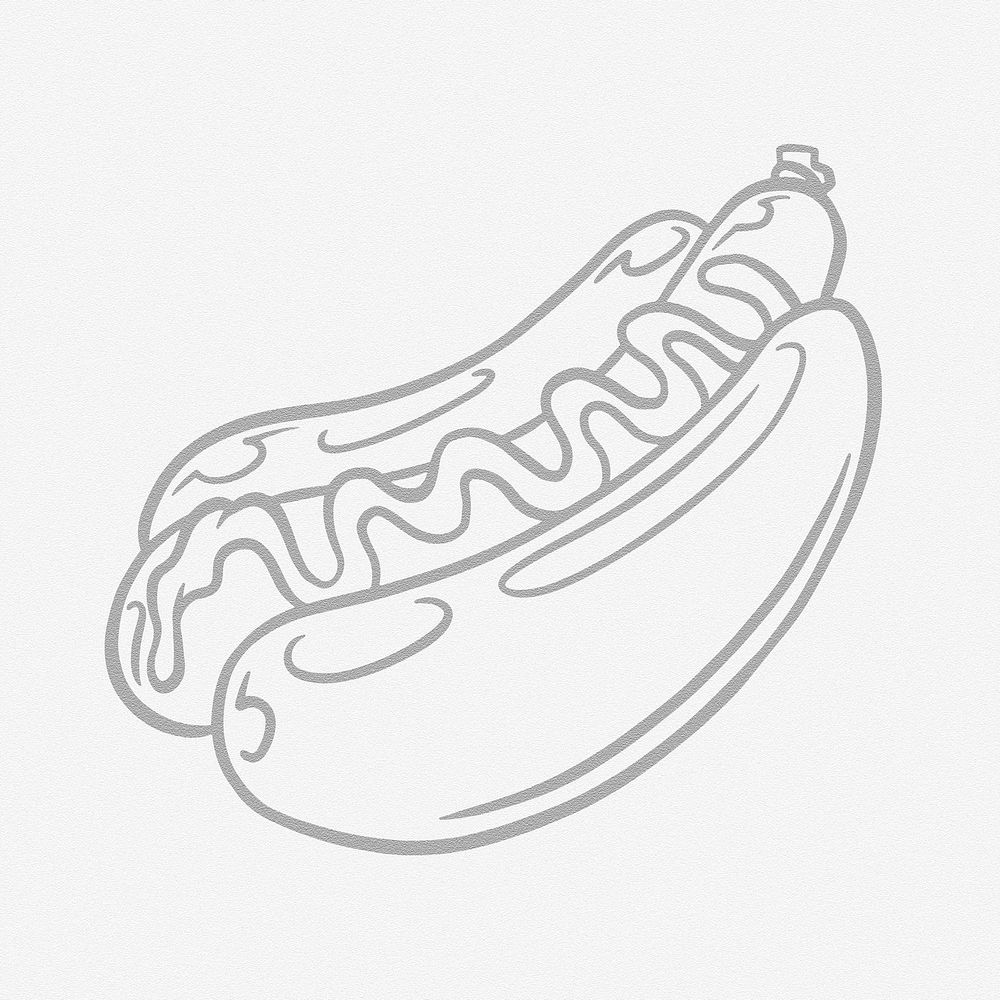 Gray hot dog sticker design element