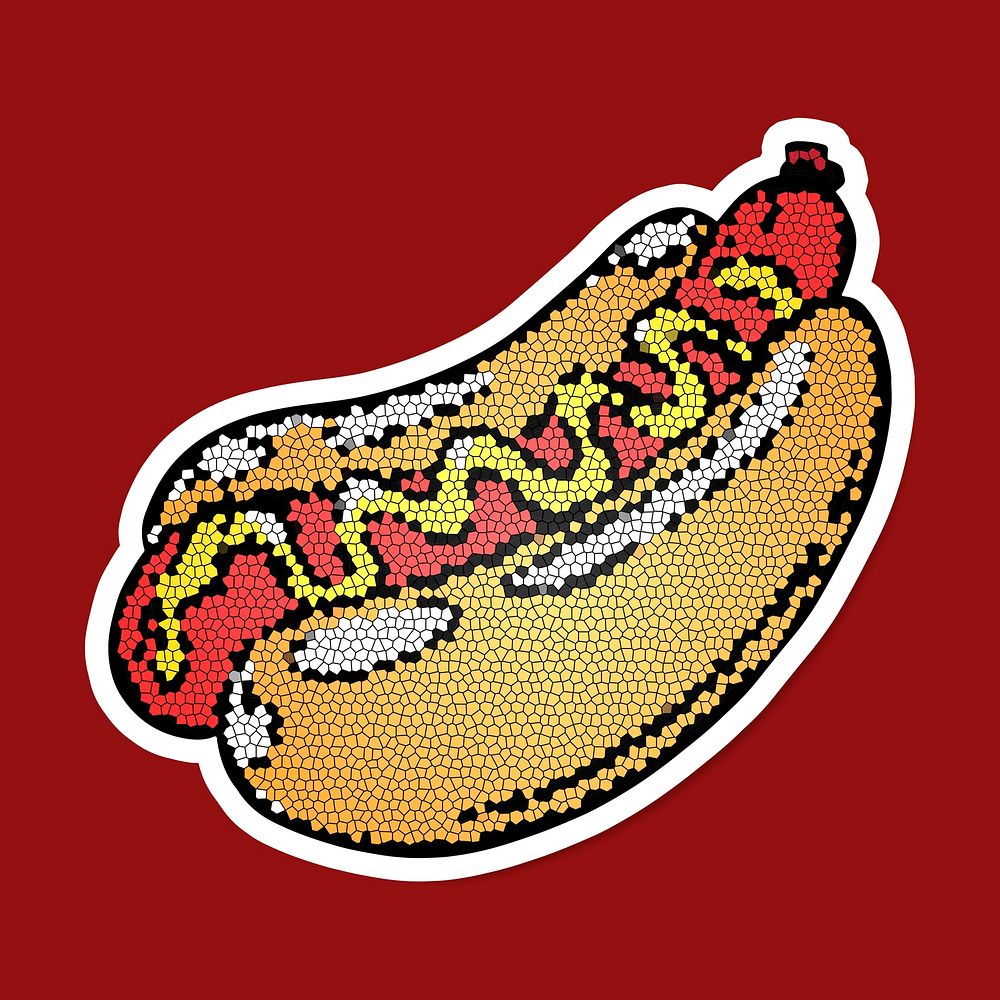 Hot dog sticker with white border design element