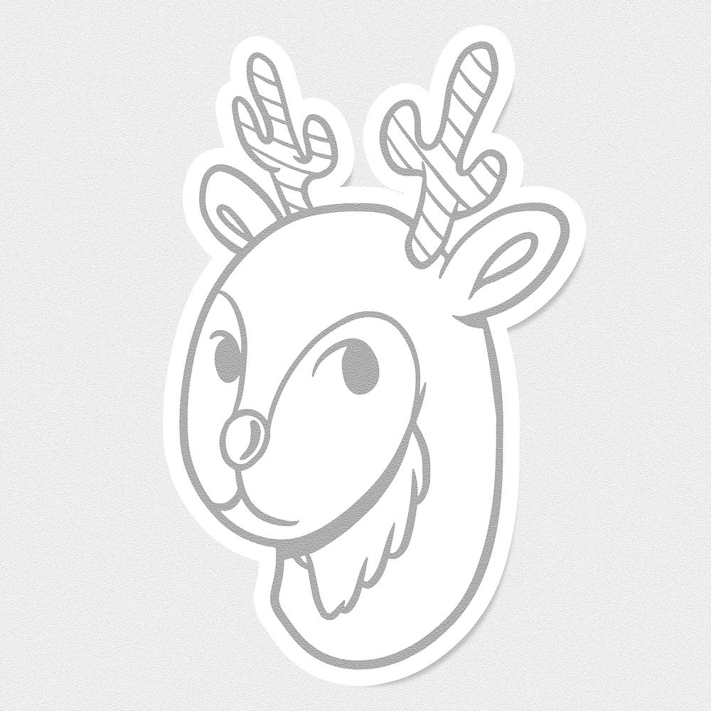 Gray antlers sticker with white border 