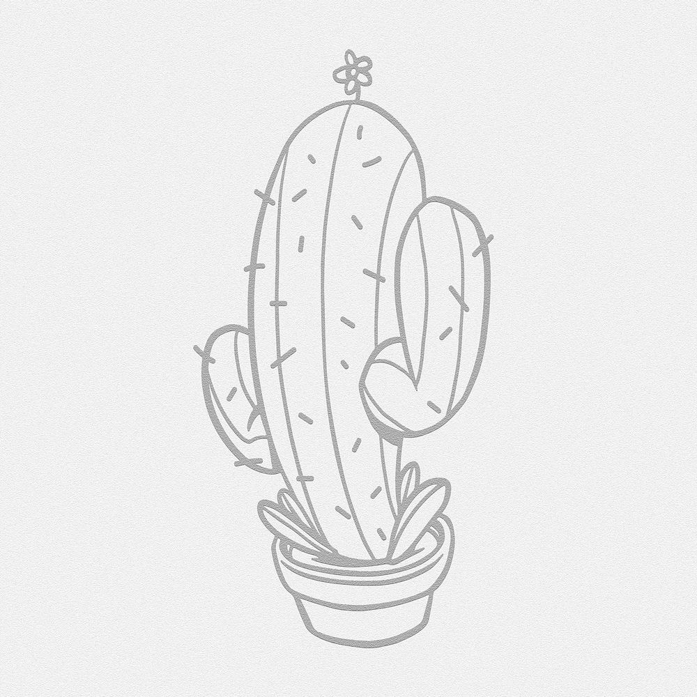 Gray saguaro cactus design element