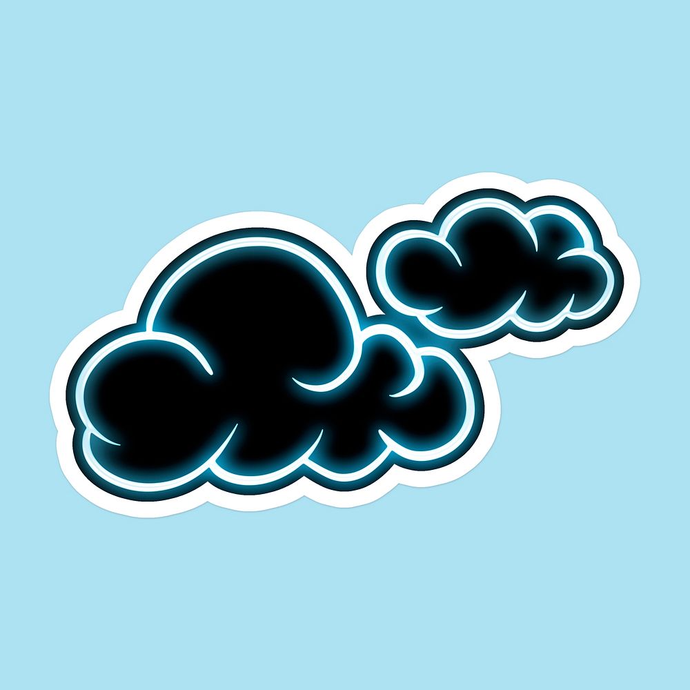 Blue neon clouds sticker overlay design resource 