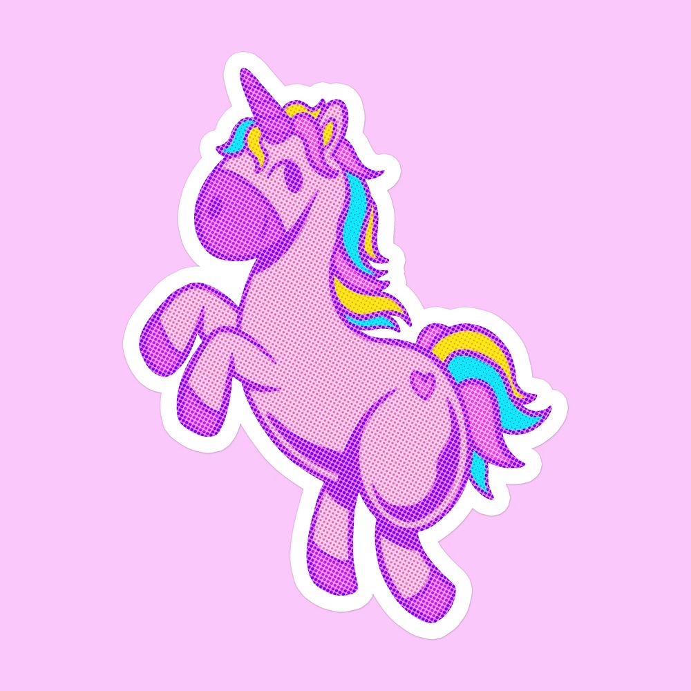 Cute unicorn sticker with a white border