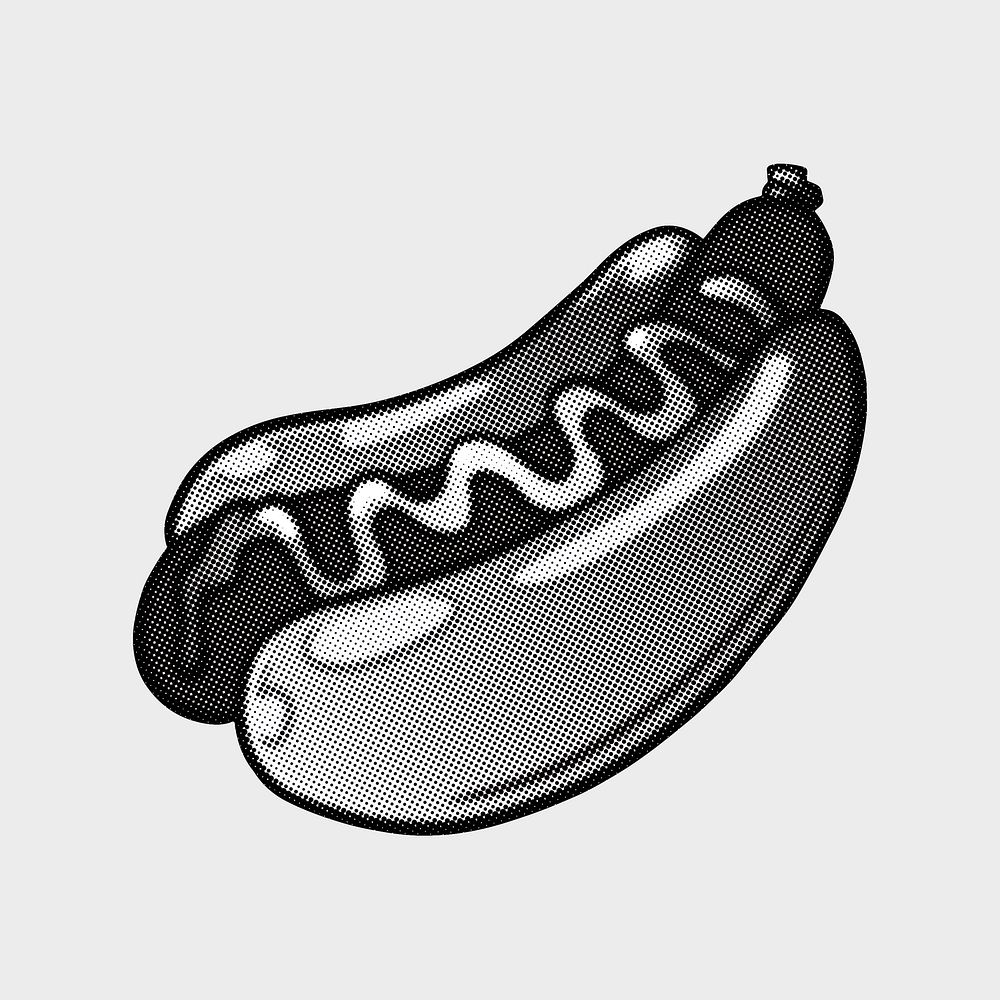 Black and white hot dog sticker design element