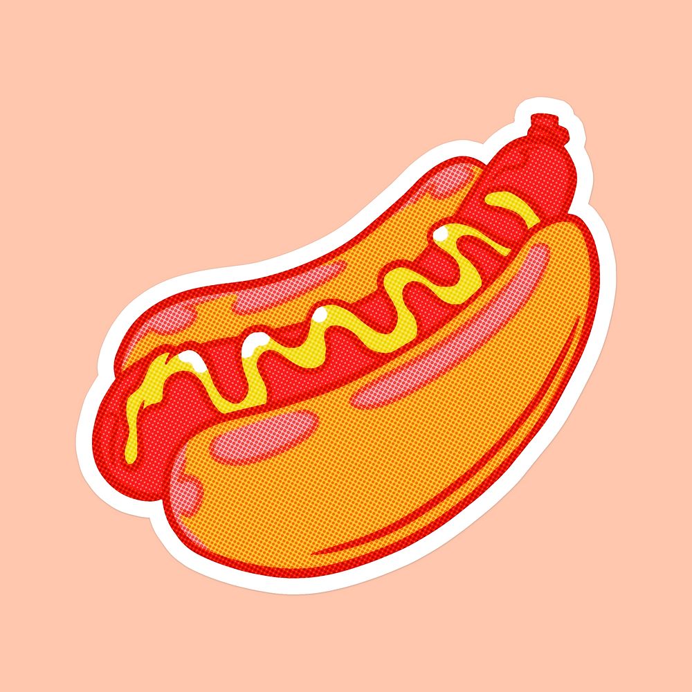 Hot dog sticker with a white border