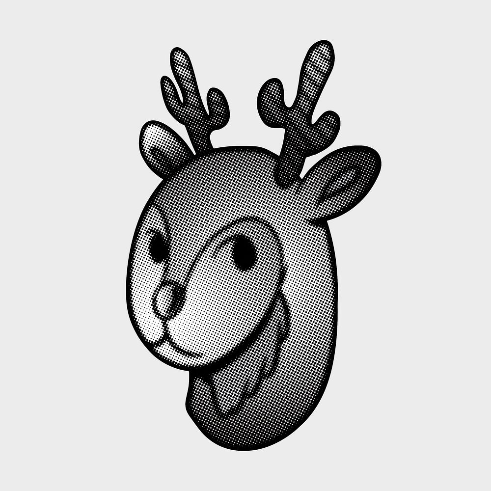 Black and white reindeer sticker design element