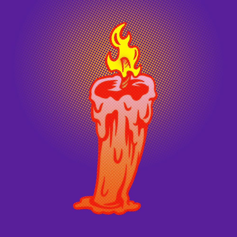 Red candle with flame sticker design element