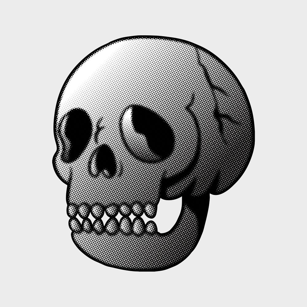 Gray halftone skull sticker design element