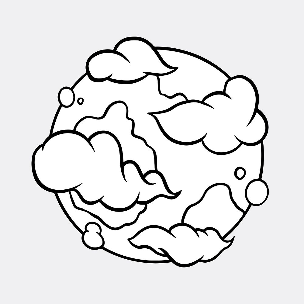 White earth with clouds sticker on a gray background vector