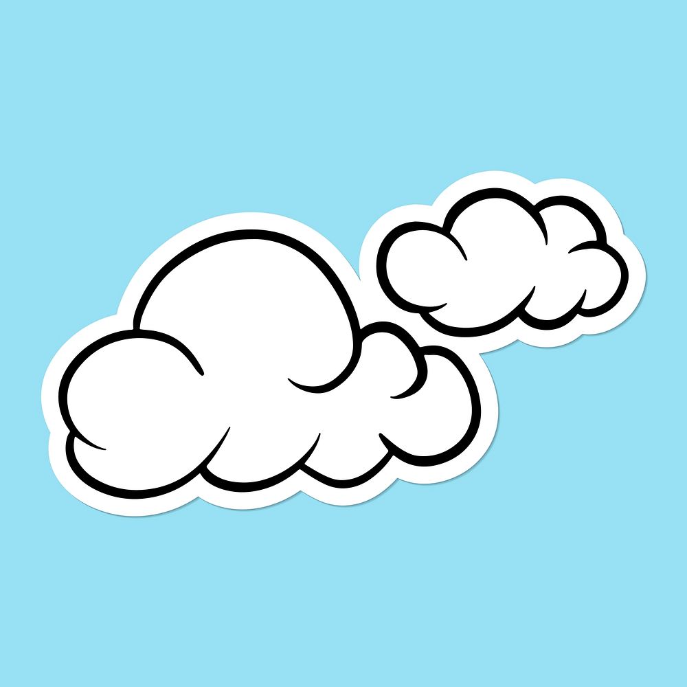 White cloud sticker with a white border on a blue background vector
