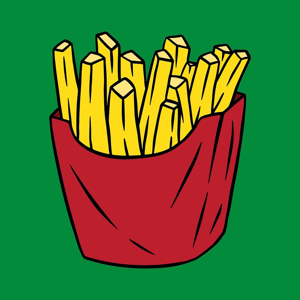 Fries sticker on a green background vector