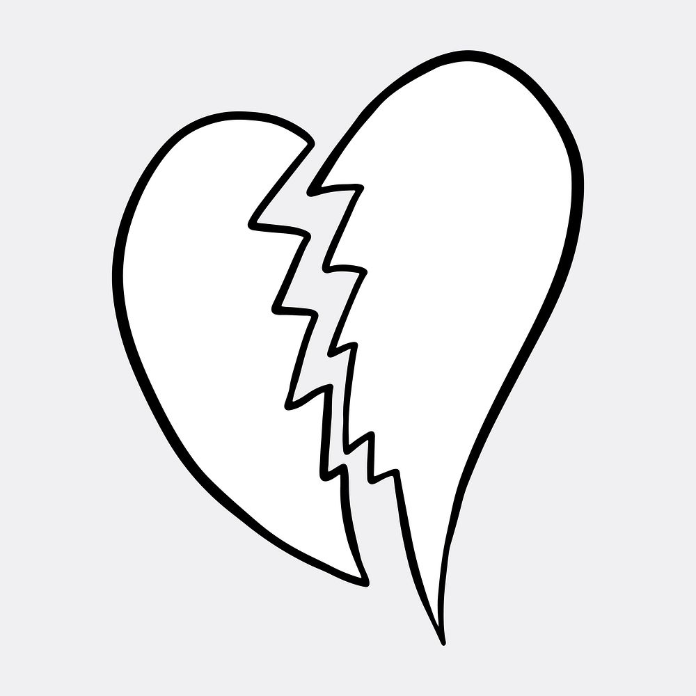 White broken heart sticker on a gray background vector