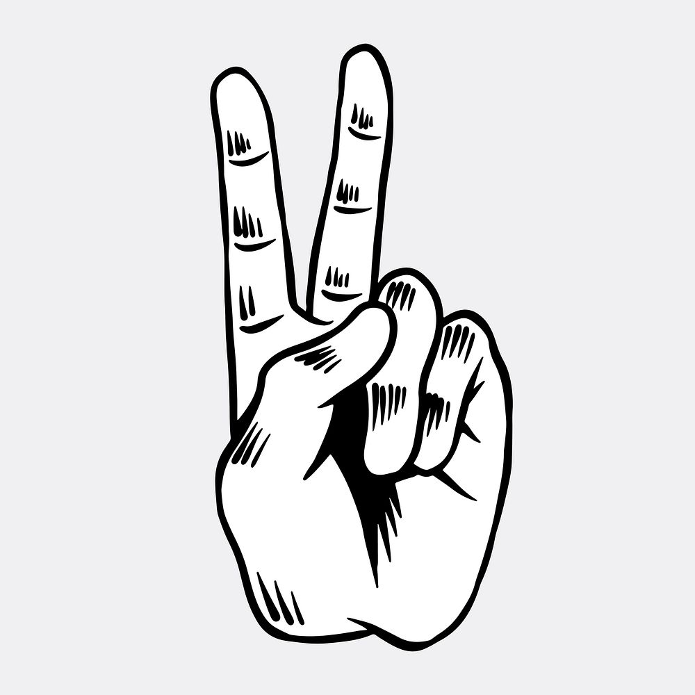 Cool pop art victory hand sign sticker on a gray background vector