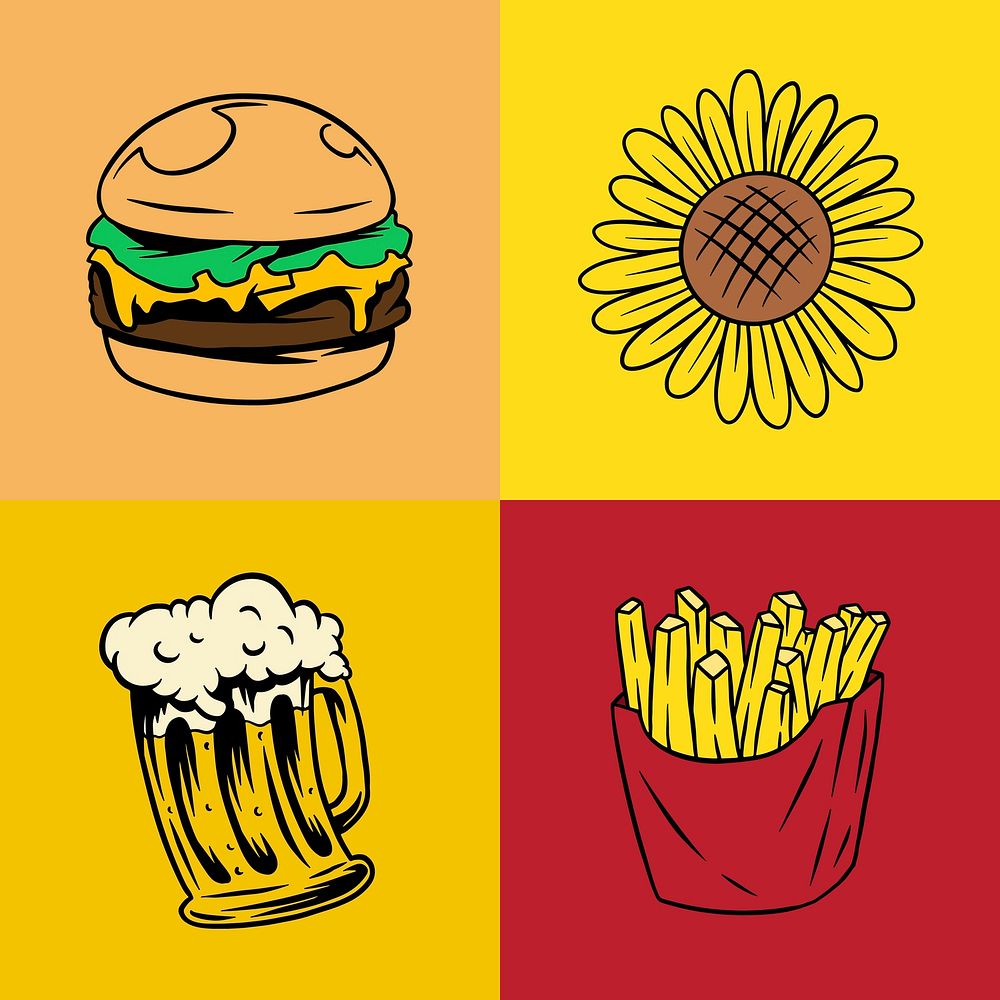 Cool pop art sticker set vector