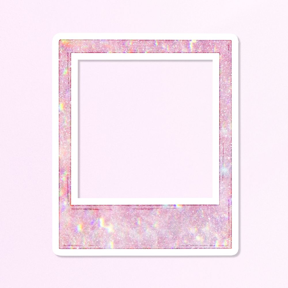 Pink holographic instant photo frame design resource 