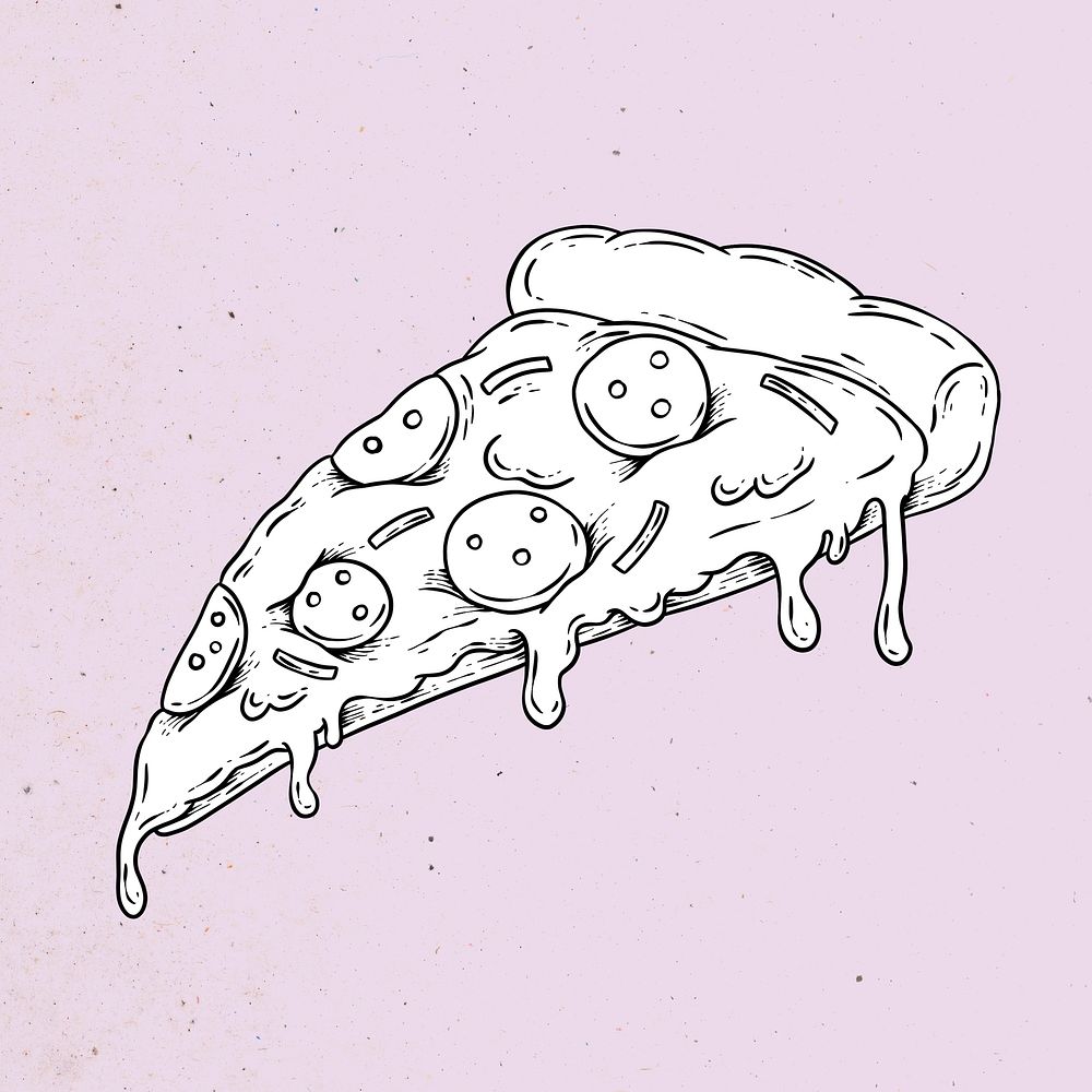Pepperoni pizza outline sticker overlay on a lilac background