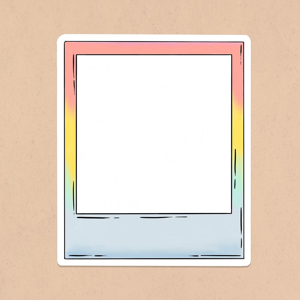 Colorful instant photo frame sticker overlay with a white border design resource