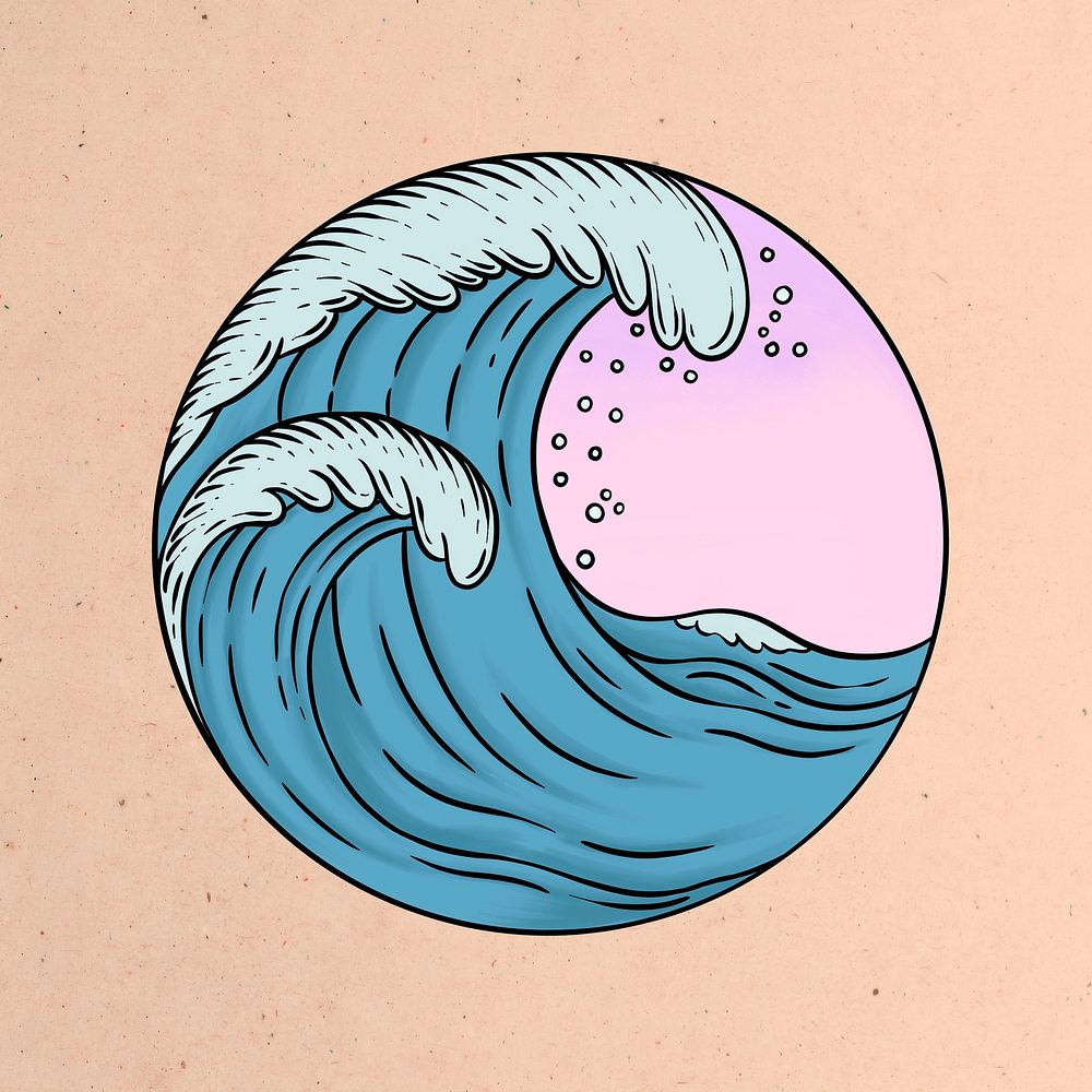 Blue ocean waves sticker overlay design resource 